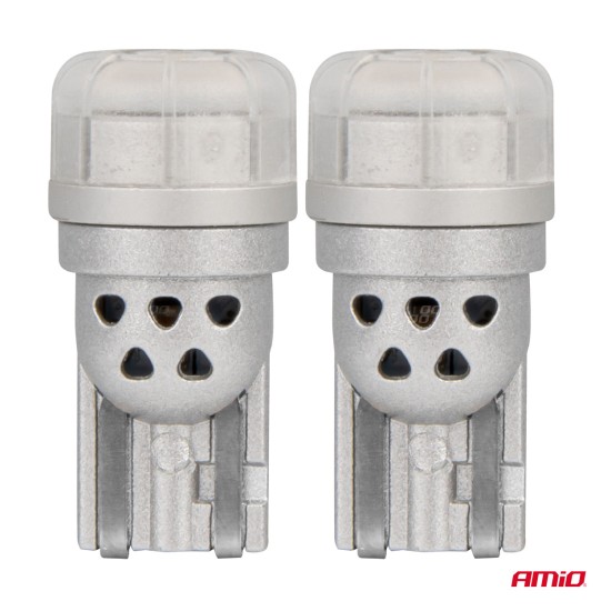 Amio - ΛΑΜΠΑΚΙΑ LED T10 W5W 12/24V 3x3020 SMD LED ΛΕΥΚΟ PURE LIGHT SERIES - 2 ΤΕΜ. (03725/AM)