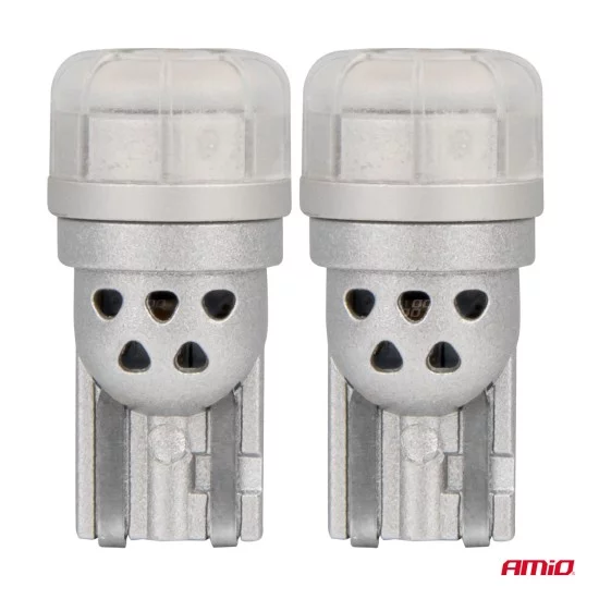 Amio - ΛΑΜΠΑΚΙΑ LED T10 W5W 12/24V 3x3020 SMD LED ΛΕΥΚΟ PURE LIGHT SERIES - 2 ΤΕΜ. (03725/AM)