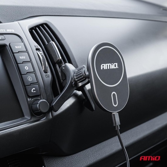 Amio - ΒΑΣΗ ΣΤΗΡΙΞΗΣ ΚΙΝΗΤΟΥ ΓΙΑ ΑΕΡΑΓΩΓΟ ΜΑΓΝΗΤΙΚΗ ΜΕ ΑΣΥΡΜΑΤΗ ΦΟΡΤΙΣΗ QUICK CHARGE 2A MAX15W MY MAG - 1 Τεμ. (03770/AM)