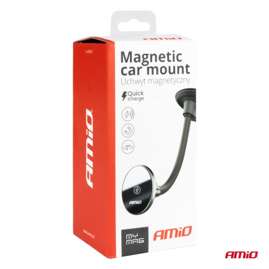 Amio - ΒΑΣΗ ΣΤΗΡΙΞΗΣ ΚΙΝΗΤΟΥ ΓΙΑ ΤΖΑΜΙ/ΤΑΜΠΛΟ ΜΑΓΝΗΤΙΚΗ ΜΕ ΑΣΥΡΜΑΤΗ ΦΟΡΤΙΣΗ QUICK CHARGE 2A MAX15W MY MAG - 1 Τεμ. (03777/AM)