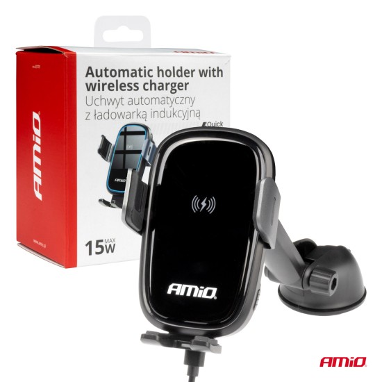 Amio - ΒΑΣΗ ΣΤΗΡΙΞΗΣ ΚΙΝΗΤΟΥ ΓΙΑ ΤΖΑΜΙ/ΤΑΜΠΛΟ ΜΕ ΑΣΥΡΜΑΤΗ ΦΟΡΤΙΣΗ QUICK CHARGE DC5V/2A MAX15W - 1 Τεμ. (03779/AM)
