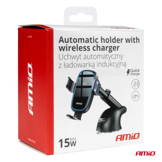 Amio - ΒΑΣΗ ΣΤΗΡΙΞΗΣ ΚΙΝΗΤΟΥ ΓΙΑ ΤΖΑΜΙ/ΤΑΜΠΛΟ ΜΕ ΑΣΥΡΜΑΤΗ ΦΟΡΤΙΣΗ QUICK CHARGE DC5V/2A MAX15W - 1 Τεμ. (03779/AM)