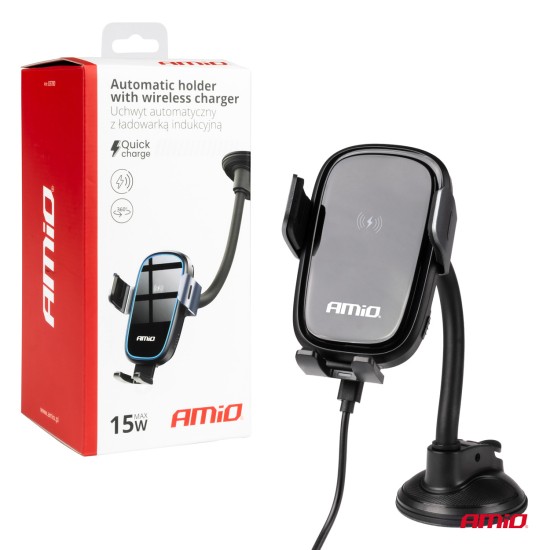 Amio - ΒΑΣΗ ΣΤΗΡΙΞΗΣ ΚΙΝΗΤΟΥ ΓΙΑ ΤΖΑΜΙ/ΤΑΜΠΛΟ ΜΕ ΑΣΥΡΜΑΤΗ ΦΟΡΤΙΣΗ QUICK CHARGE DC5V/2A MAX15W - 1 Τεμ. (03780/AM)