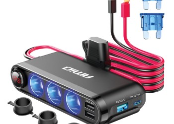 Amio - ΑΝΤΑΠΤΟΡΑΣ ΑΝΑΠΤΗΡΑ ΜΕ ΒΟΛΤΟΜΕΤΡΟ ΜΕ 3 ΥΠΟΔΟΧΕΣ USB-C+USB-C12/24V 300W 5V/3AQC - 1 Τεμ. (03782/AM)