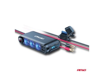 Amio - ΑΝΤΑΠΤΟΡΑΣ ΑΝΑΠΤΗΡΑ ΜΕ ΒΟΛΤΟΜΕΤΡΟ ΜΕ 3 ΥΠΟΔΟΧΕΣ USB-C+USB-C12/24V 300W 5V/3AQC - 1 Τεμ. (03782/AM)