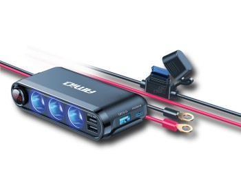 Amio - ΑΝΤΑΠΤΟΡΑΣ ΑΝΑΠΤΗΡΑ ΜΕ ΒΟΛΤΟΜΕΤΡΟ ΜΕ 3 ΥΠΟΔΟΧΕΣ USB-C+USB-C12/24V 300W 5V/3AQC - 1 Τεμ. (03782/AM)