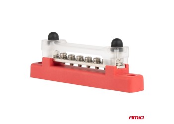 Amio - ΜΠΑΡΑ ΚΑΛΩΔΙΩΝ / ΤΕΡΜΑΤΙΚΟ 6 ΘΕΣΕΩΝ max 48V​ ΚΟΚΚΙΝΟ - 1 Τεμ. (03810/AM)