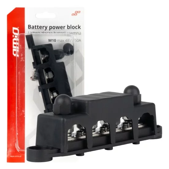 Amio - ΜΠΑΡΑ ΚΑΛΩΔΙΩΝ / ΤΕΡΜΑΤΙΚΟ 4 ΘΕΣΕΩΝ M10 max 48V - 1 Τεμ. (03811/AM)