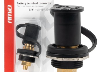 Amio - ΠΟΛΟΣ ΜΠΑΤΑΡΙΑΣ ΑΡΝΗΤΙΚΟΣ 3/8'' M10 max.48V 250A ΣΕ ΜΑΥΡΟ ΧΡΩΜΑ ΜΕ ΚΑΠΑΚΙ - 1 Τεμ. (03813/AM)