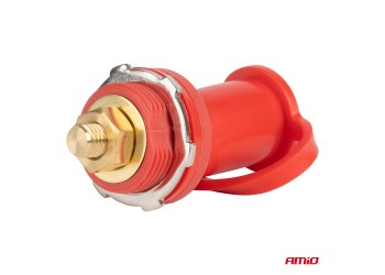 Amio - ΠΟΛΟΣ ΜΠΑΤΑΡΙΑΣ ΘΕΤΙΚΟΣ 3/8'' M10 max.48V 250A ΣΕ ΚΟΚΚΙΝΟ ΧΡΩΜΑ ΜΕ ΚΑΠΑΚΙ - 1 Τεμ. (03814/AM)