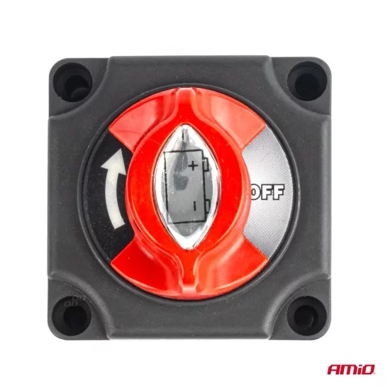 Amio - ΔΙΑΚΟΠΤΗΣ POWER-OFF ΜΠΑΤΑΡΙΑΣ ΣΕ ΒΑΣΗ 12-48V 300A ΜΑΥΡΟ/ΚΟΚΚΙΝΟ - 1 Τεμ. (03838/AM)