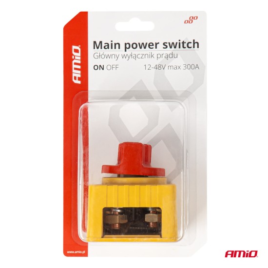 Amio - ΔΙΑΚΟΠΤΗΣ POWER-OFF ΜΠΑΤΑΡΙΑΣ ΣΕ ΒΑΣΗ 12-48V 300A ΜΑΥΡΟ/ΧΡΥΣΟ - 1 Τεμ. (03839/AM)