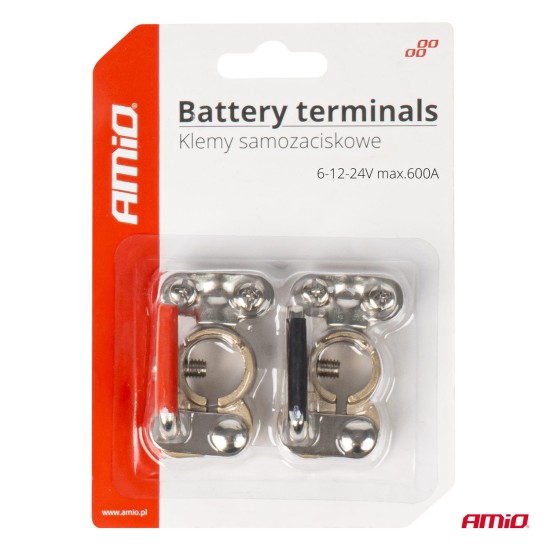 Amio - ΠΟΛΟΙ ΜΠΑΤΑΡΙΑΣ ΤΑΧΕΙΑΣ ΑΠΕΛΕΥΘΕΡΩΣΗΣ ΧΑΛΚΟΥ 600A PLUS MINUS - 2 Τεμ. (03846/AM)