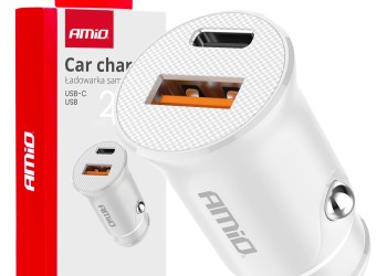 Amio - ΦΟΡΤΙΣΤΗΣ ΑΝΑΠΤΗΡΑ 12/24V ΜΕ 2 ΘΥΡΕΣ USB-C+USB 20W 5V/3AQC ΤΑΧΕΙΑΣ ΦΟΡΤΙΣΗΣ ΛΕΥΚΟΣ - 1 Τεμ. (03877/AM)