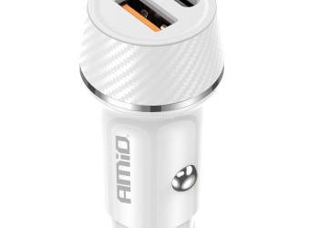 Amio - ΦΟΡΤΙΣΤΗΣ ΑΝΑΠΤΗΡΑ 12/24V ΜΕ 2 ΘΥΡΕΣ USB-C+USB 20W 5V/3AQC ΤΑΧΕΙΑΣ ΦΟΡΤΙΣΗΣ ΛΕΥΚΟΣ - 1 Τεμ. (03878/AM)