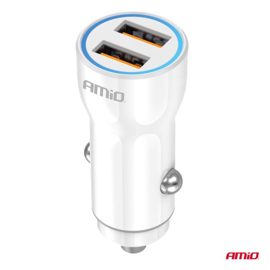 Amio - ΦΟΡΤΙΣΤΗΣ ΑΝΑΠΤΗΡΑ 12/24V ΜΕ 2 ΘΥΡΕΣ 2xUSB 10.5W 5V/2.1A ΛΕΥΚΟΣ - 1 Τεμ. (03879/AM)