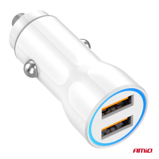 Amio - ΦΟΡΤΙΣΤΗΣ ΑΝΑΠΤΗΡΑ 12/24V ΜΕ 2 ΘΥΡΕΣ 2xUSB 10.5W 5V/2.1A ΛΕΥΚΟΣ - 1 Τεμ. (03879/AM)