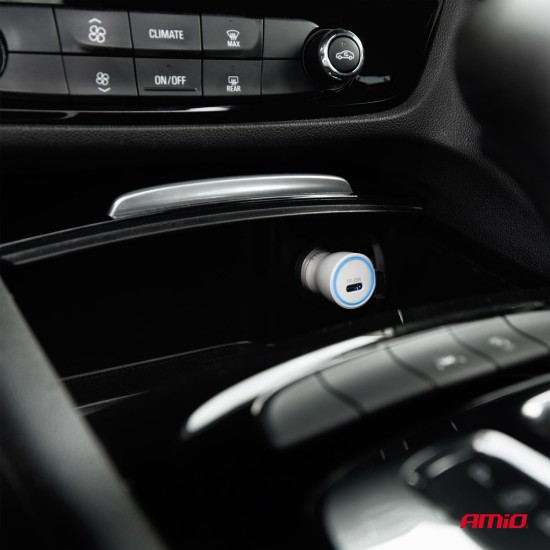 Amio - ΦΟΡΤΙΣΤΗΣ ΑΝΑΠΤΗΡΑ 12/24V ΜΕ 1 ΘΥΡΑ USB-C 20W 5V/3AQC ΤΑΧΕΙΑΣ ΦΟΡΤΙΣΗΣ ΛΕΥΚΟΣ - 1 Τεμ. (03880/AM)