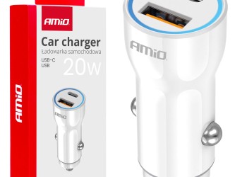Amio - ΦΟΡΤΙΣΤΗΣ ΑΝΑΠΤΗΡΑ 12/24V ΜΕ 2 ΘΥΡΕΣ USB-C+USB 20W 5V/3AQC ΤΑΧΕΙΑΣ ΦΟΡΤΙΣΗΣ ΛΕΥΚΟ - 1 Τεμ. (03881/AM)
