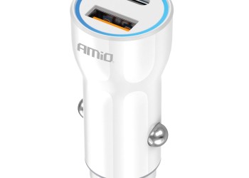 Amio - ΦΟΡΤΙΣΤΗΣ ΑΝΑΠΤΗΡΑ 12/24V ΜΕ 2 ΘΥΡΕΣ USB-C+USB 20W 5V/3AQC ΤΑΧΕΙΑΣ ΦΟΡΤΙΣΗΣ ΛΕΥΚΟ - 1 Τεμ. (03881/AM)