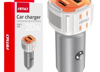 Amio - ΦΟΡΤΙΣΤΗΣ ΑΝΑΠΤΗΡΑ 12/24V ΜΕ 2 ΘΥΡΕΣ USB-C+USB 20W 5V/3AQC ΤΑΧΕΙΑΣ ΦΟΡΤΙΣΗΣ ΛΕΥΚΟΣ - 1 Τεμ. (03882/AM)