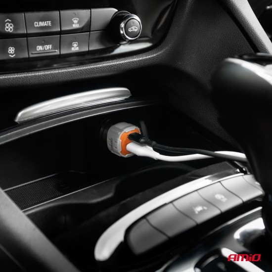 Amio - ΦΟΡΤΙΣΤΗΣ ΑΝΑΠΤΗΡΑ 12/24V ΜΕ 2 ΘΥΡΕΣ USB-C+USB 38W 5V/3AQC ΤΑΧΕΙΑΣ ΦΟΡΤΙΣΗΣ ΛΕΥΚΟΣ - 1 Τεμ. (03883/AM)