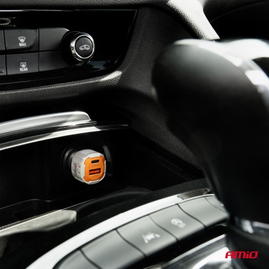 Amio - ΦΟΡΤΙΣΤΗΣ ΑΝΑΠΤΗΡΑ 12/24V ΜΕ 2 ΘΥΡΕΣ USB-C+USB 38W 5V/3AQC ΤΑΧΕΙΑΣ ΦΟΡΤΙΣΗΣ ΛΕΥΚΟΣ - 1 Τεμ. (03883/AM)