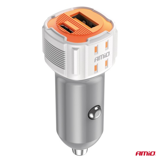 Amio - ΦΟΡΤΙΣΤΗΣ ΑΝΑΠΤΗΡΑ 12/24V ΜΕ 2 ΘΥΡΕΣ USB-C+USB 38W 5V/3AQC ΤΑΧΕΙΑΣ ΦΟΡΤΙΣΗΣ ΛΕΥΚΟΣ - 1 Τεμ. (03883/AM)