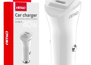 Amio - ΦΟΡΤΙΣΤΗΣ ΑΝΑΠΤΗΡΑ 12/24V ΜΕ 2 ΘΥΡΕΣ 2xUSB-C 40W 5V/3AQC ΤΑΧΕΙΑΣ ΦΟΡΤΙΣΗΣ ΛΕΥΚΟΣ - 1 Τεμ. (03884/AM)