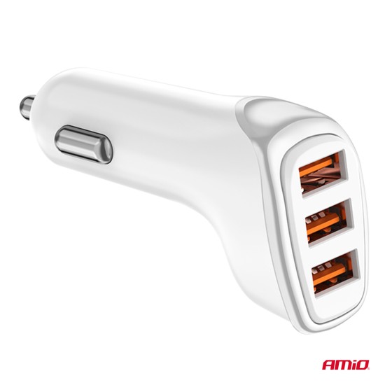 Amio - ΦΟΡΤΙΣΤΗΣ ΑΝΑΠΤΗΡΑ 12/24V ΜΕ 3 ΘΥΡΕΣ 3xUSB 15.5W 5V/3.1A ΛΕΥΚΟΣ - 1 Τεμ. (03885/AM)