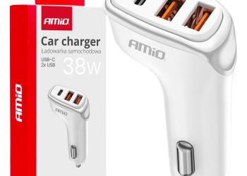 Amio - ΦΟΡΤΙΣΤΗΣ ΑΝΑΠΤΗΡΑ 12/24V ΜΕ 3 ΘΥΡΕΣ USB-C+2xUSB 38W 5V/3AQC ΤΑΧΕΙΑΣ ΦΟΡΤΙΣΗΣ ΛΕΥΚΟΣ - 1 Τεμ. (03886/AM)