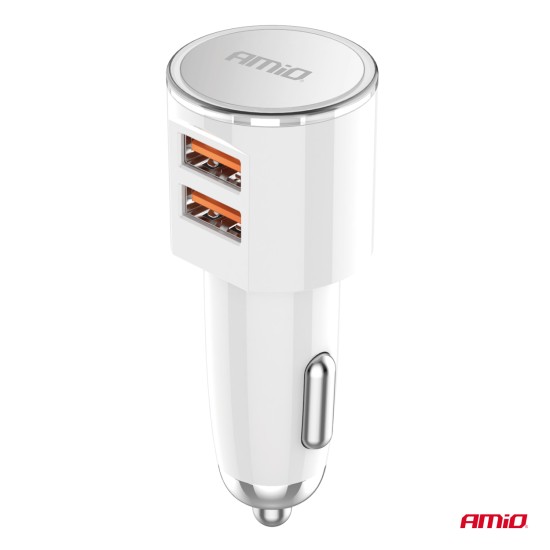 Amio - ΦΟΡΤΙΣΤΗΣ ΑΝΑΠΤΗΡΑ 12/24V ΜΕ 2 ΘΥΡΕΣ 2xUSB 17.5W 5V/3.4A ΛΕΥΚΟΣ - 1 ΤΕΜ. (03888/AM)