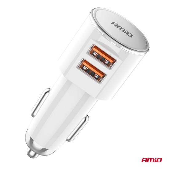 Amio - ΦΟΡΤΙΣΤΗΣ ΑΝΑΠΤΗΡΑ 12/24V ΜΕ 2 ΘΥΡΕΣ 2xUSB 17.5W 5V/3.4A ΛΕΥΚΟΣ - 1 ΤΕΜ. (03888/AM)