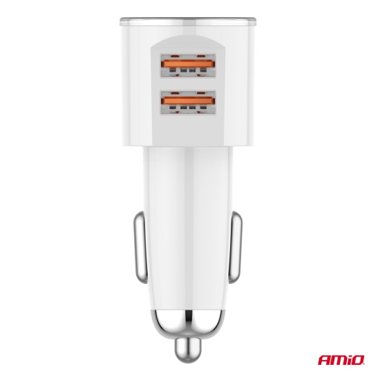 Amio - ΦΟΡΤΙΣΤΗΣ ΑΝΑΠΤΗΡΑ 12/24V ΜΕ 2 ΘΥΡΕΣ 2xUSB 17.5W 5V/3.4A ΛΕΥΚΟΣ - 1 ΤΕΜ. (03888/AM)