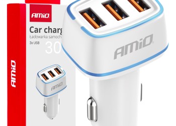 Amio - ΦΟΡΤΙΣΤΗΣ ΑΝΑΠΤΗΡΑ 12/24V ΜΕ 3 ΘΥΡΕΣ 3xUSB 30W 5V/3.0A ΛΕΥΚΟΣ 1 - 1 ΤΕΜ. (03889/AM)