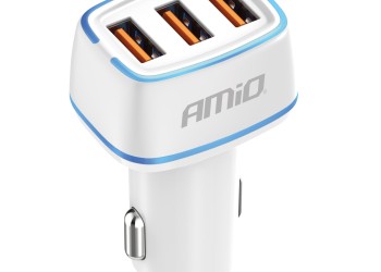 Amio - ΦΟΡΤΙΣΤΗΣ ΑΝΑΠΤΗΡΑ 12/24V ΜΕ 3 ΘΥΡΕΣ 3xUSB 30W 5V/3.0A ΛΕΥΚΟΣ 1 - 1 ΤΕΜ. (03889/AM)