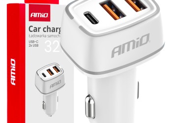 Amio - ΦΟΡΤΙΣΤΗΣ ΑΝΑΠΤΗΡΑ 12/24V ΜΕ 3 ΘΥΡΕΣ USB-C+2xUSB 32W 5V/3AQC ΤΑΧΕΙΑΣ ΦΟΡΤΙΣΗΣ ΛΕΥΚΟΣ - 1 ΤΕΜ. (03890/AM)
