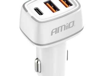 Amio - ΦΟΡΤΙΣΤΗΣ ΑΝΑΠΤΗΡΑ 12/24V ΜΕ 3 ΘΥΡΕΣ USB-C+2xUSB 32W 5V/3AQC ΤΑΧΕΙΑΣ ΦΟΡΤΙΣΗΣ ΛΕΥΚΟΣ - 1 ΤΕΜ. (03890/AM)