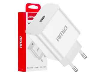 Amio - ΦΟΡΤΙΣΤΗΣ ΚΙΝΗΤΟY ΟΙΚΙΑΚΗ ΠΡΙΖΑ 1ΘΥΡΑ USB-C 20W 5V/3AQC ΛΕΥΚΟΣ - 1 ΤΕΜ. (03891/AM)