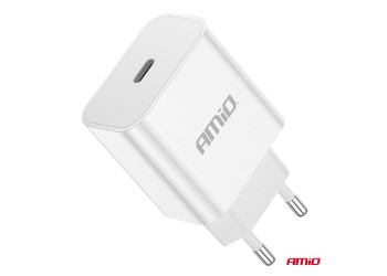 Amio - ΦΟΡΤΙΣΤΗΣ ΚΙΝΗΤΟY ΟΙΚΙΑΚΗ ΠΡΙΖΑ 1ΘΥΡΑ USB-C 20W 5V/3AQC ΛΕΥΚΟΣ - 1 ΤΕΜ. (03891/AM)