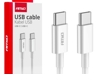 Amio - ΚΑΛΩΔΙΟ ΦΟΡΤΙΣΗΣ ΚΑΙ ΜΕΤΑΦΟΡΑΣ ΔΕΔΟΜΕΝΩΝ ΑΠΟ USB TYPE C ΣΕ USB TYPE C 100CM 2A 60W ΛΕΥΚΟ - 1 ΤΕΜ. (03896/AM)