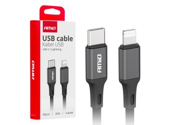 Amio - ΚΑΛΩΔΙΑ ΦΟΡΤΙΣΗΣ ΚΑΙ ΜΕΤΑΦΟΡΑΣ ΔΕΔΟΜΕΝΩΝ USB TYPE C ΣΕ APPLE LIGHTING 100CM 20W ΜΑΥΡΟ - 1 ΤΕΜ. (03904/AM)