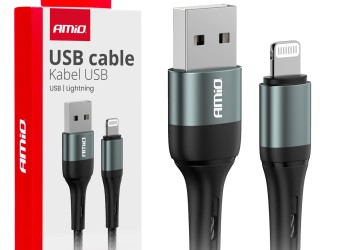 Amio - ΚΑΛΩΔΙΟ ΦΟΡΤΙΣΗΣ ΚΑΙ ΜΕΤΑΦΟΡΑΣ ΔΕΔΟΜΕΝΩΝ ΑΠΟ USB TYPE A ΣΕ APPLE LIGHTING 100CM 3A ΜΑΥΡΟ - 1 ΤΕΜ. (03913/AM)