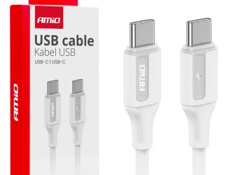 Amio - ΚΑΛΩΔΙΟ ΦΟΡΤΙΣΗΣ ΚΑΙ ΜΕΤΑΦΟΡΑΣ ΔΕΔΟΜΕΝΩΝ ΑΠΟ USB TYPE C ΣΕ USB TYPE C ΣΙΛΙΚΟΝΗΣ 60W 100CM ΛΕΥΚΟ - 1 ΤΕΜ. (03920/AM)