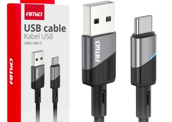 Amio - ΚΑΛΩΔΙΟ ΦΟΡΤΙΣΗΣ ΚΑΙ ΜΕΤΑΦΟΡΑΣ ΔΕΔΟΜΕΝΩΝ ΑΠΟ USB TYPE A ΣΕ USB TYPE C ΜΕ LED 3A 200CM ΜΑΥΡΟ - 1 ΤΕΜ. (03924/AM)