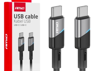 Amio - ΚΑΛΩΔΙΟ ΦΟΡΤΙΣΗΣ ΚΑΙ ΜΕΤΑΦΟΡΑΣ ΔΕΔΟΜΕΝΩΝ ΑΠΟ USB TYPE C ΣΕ USB TYPE C ΜΕ LED 60W 100CM ΜΑΥΡΟ - 1 ΤΕΜ. (03926/AM)