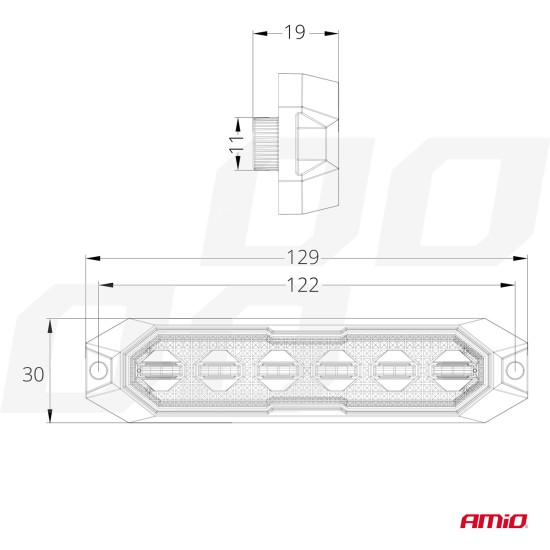Amio - ΣΤΡΟΜΠΟ 12/24V 6xSMD LED 18W (6x3W) R65 R10 IP68 IP6K9K 122x30mm - 1 ΤΕΜ. (03930/AM)