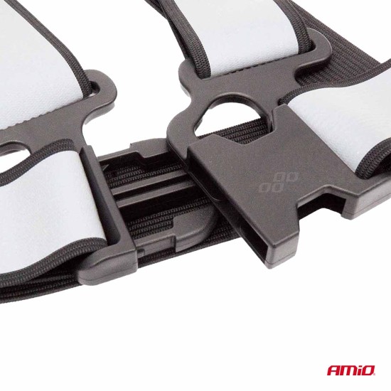 Amio - ΖΩΝΗ ΑΣΦΑΛΕΙΑΣ ΑΝΑΚΛΑΣΤΙΚΗ ΜΕ ΧΙΑΣΤΙ ΤΙΡΑΝΤΕΣ ΜΑΥΡΟ (ΦΩΣΦΟΡΙΖΕ/ΠΟΛΥΕΣΤΕΡΙΚΟ) - 1 ΤΕΜ. (03938/AM)