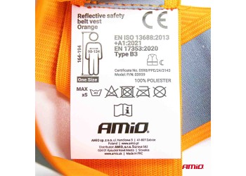 Amio - ΖΩΝΗ ΑΣΦΑΛΕΙΑΣ ΑΝΑΚΛΑΣΤΙΚΗ ΜΕ ΧΙΑΣΤΙ ΤΙΡΑΝΤΕΣ ΠΟΡΤΟΚΑΛΙ (ΦΩΣΦΟΡΙΖΕ/ΠΟΛΥΕΣΤΕΡΙΚΟ) - 1 ΤΕΜ. (03939/AM)