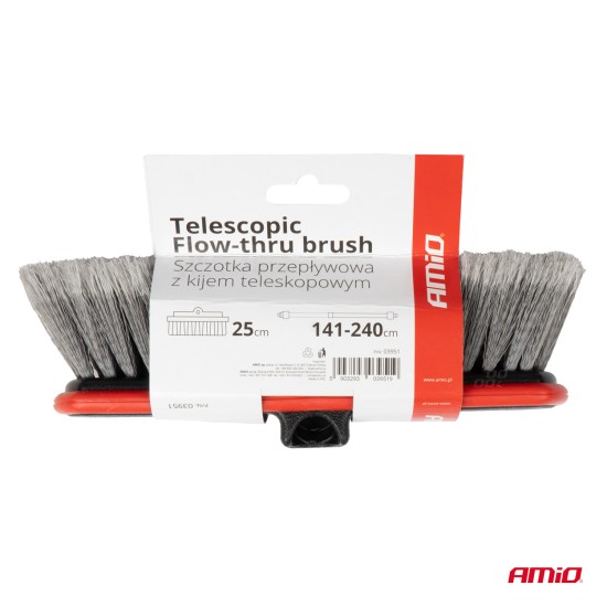 Amio - ΒΟΥΡΤΣΑ ΠΛΥΣΙΜΑΤΟΣ ΜΕ ΤΗΛΕΣΚΟΠΙΚΟ ΚΟΝΤΑΡΙ 141-240cm & ΑΝΤΑΠΤΟΡΑ ΓΙΑ ΠΑΡΟΧΗ ΝΕΡΟΥ​ - 1 TEM. (03951/AM)